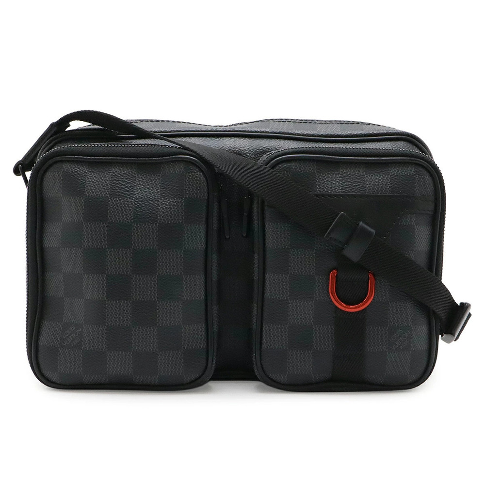 LOUIS VUITTON Damier Graphite Black Utility Messenger Shoulder Bag Crossbody